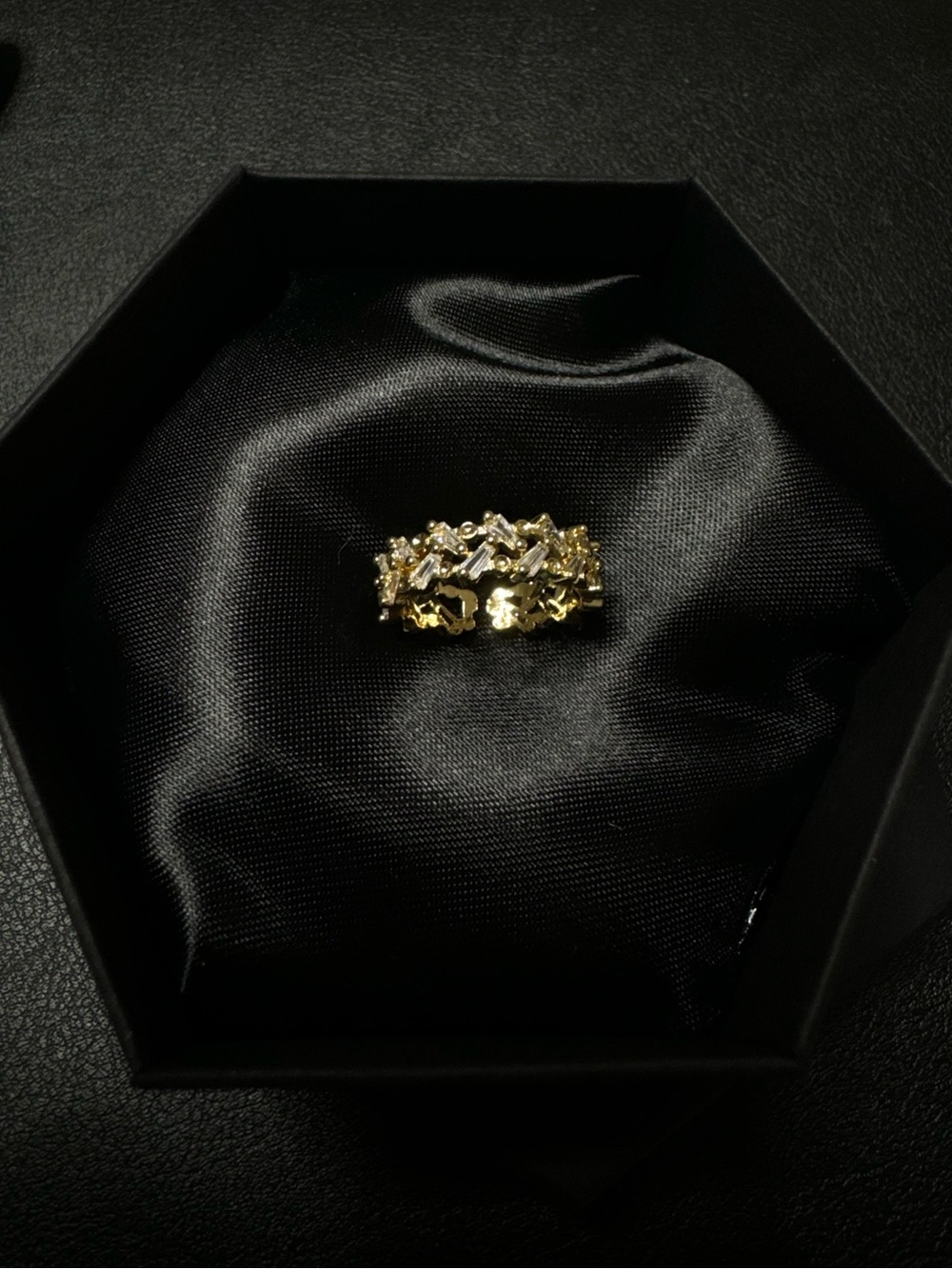 Gold filled baguette ring - adjustable